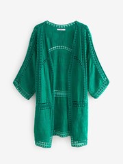 Green Crochet Longline Kimono Cover-Up - Image 5 of 6