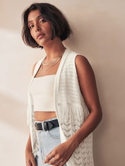 White Longline Fringe Cover-Up - Image 4 of 6