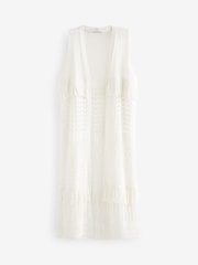 White Longline Fringe Cover-Up - Image 5 of 6