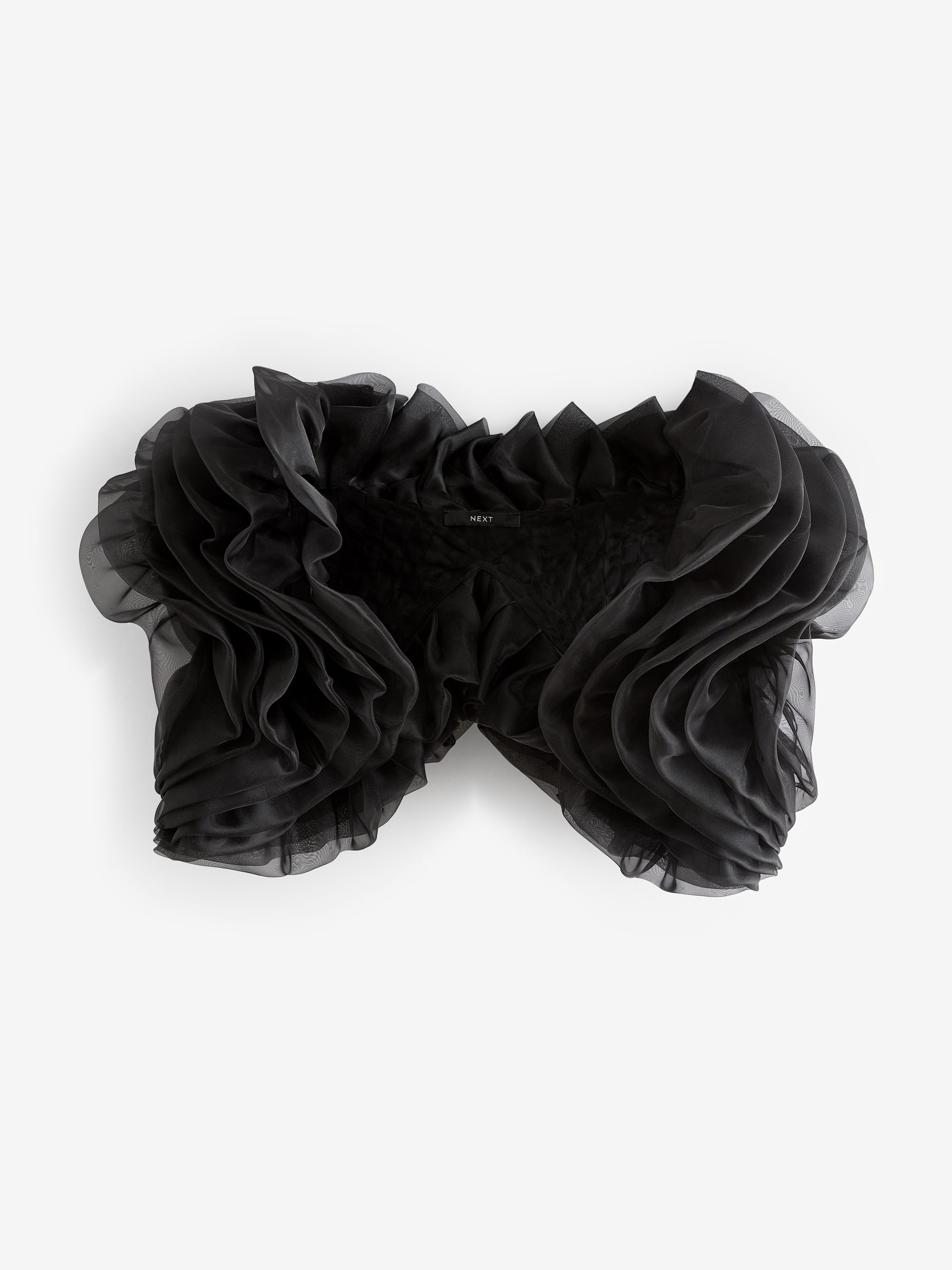 Buy Black N.Premium Organza Ruffle Sleeve Bolero Cover-Up