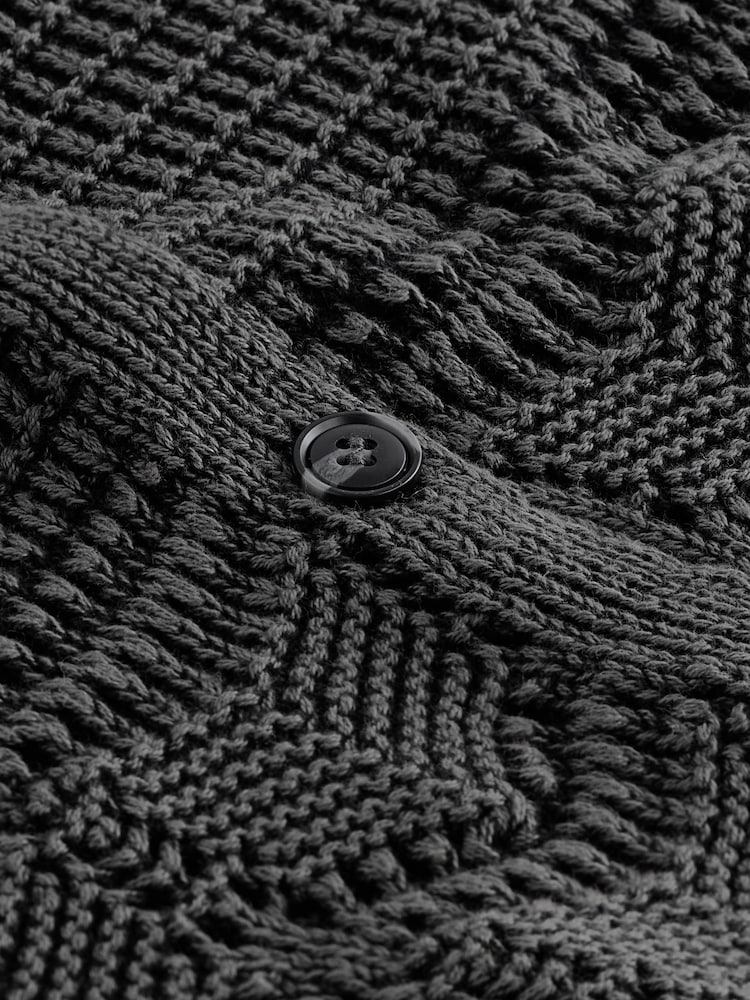 Washed Black Button Front Crochet 100% Cotton Waistcoat - Image 7 of 7