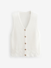 Ecru Button Front Crochet 100% Cotton Waistcoat - Image 5 of 6
