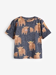 Navy Hamish the Highland Cow 100% Cotton Short Sleeve Pyjamas - Image 5 of 7