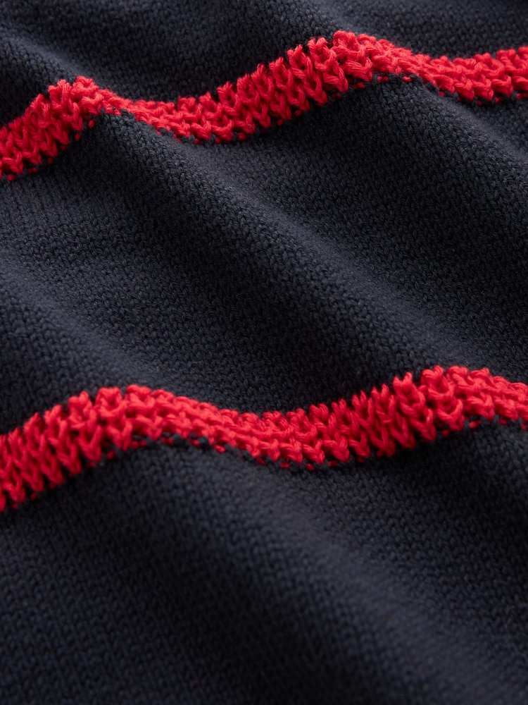 Navy/Red Stripe Knitted V-Neck Tank Top - Image 7 of 7