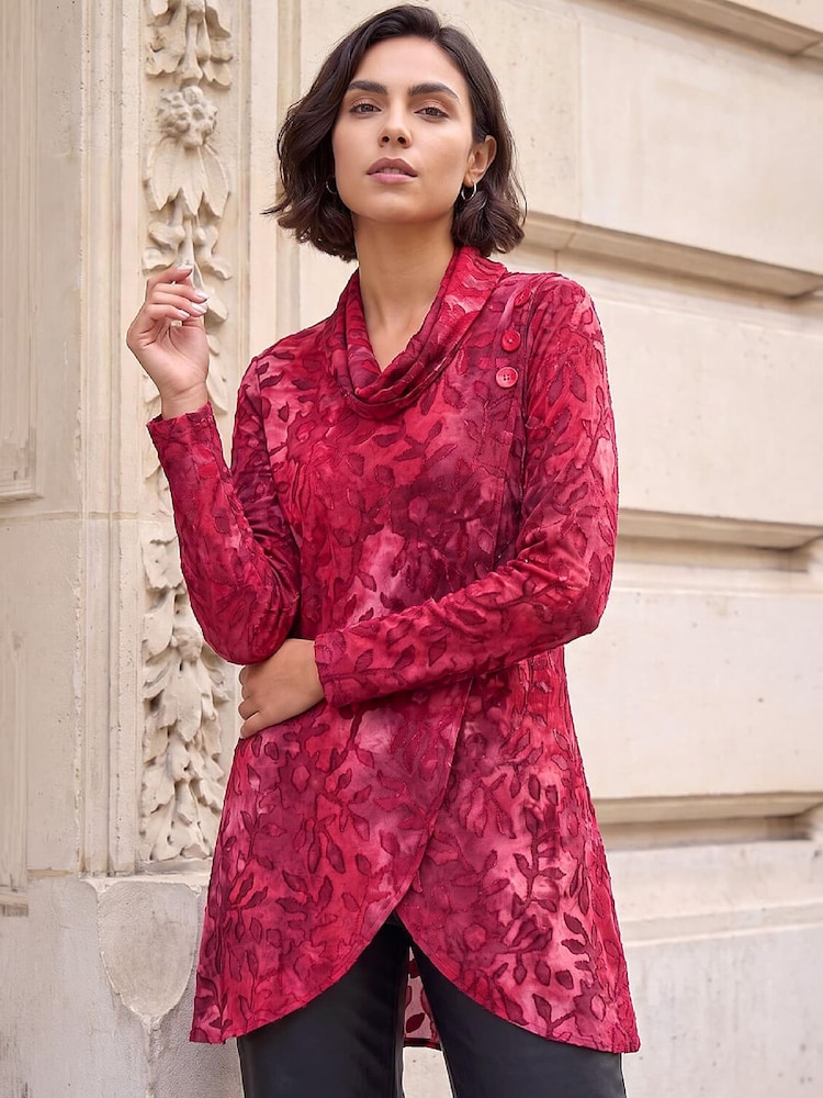 Roman Red Burnout Print Tunic - Image 1 of 4 Roman Red Burnout Print Tunic - Image 1 of 4