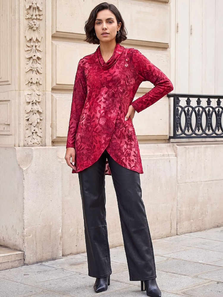 Roman Red Burnout Print Tunic - Image 2 of 4 Roman Red Burnout Print Tunic - Image 2 of 4