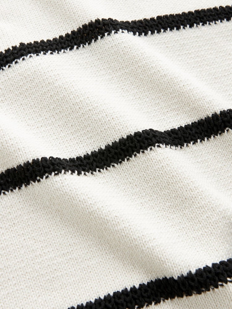 Ecru/Black Stripe Knitted V-Neck Tank Top - Image 6 of 6