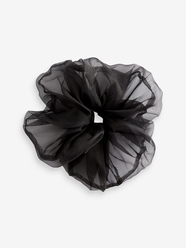 Black Oversized Sheer Scrunchie 1 Pack - Image 3 of 3
