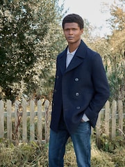 Bleu marine - Signature 100% Wool Pea Coat - Image 1 de 9