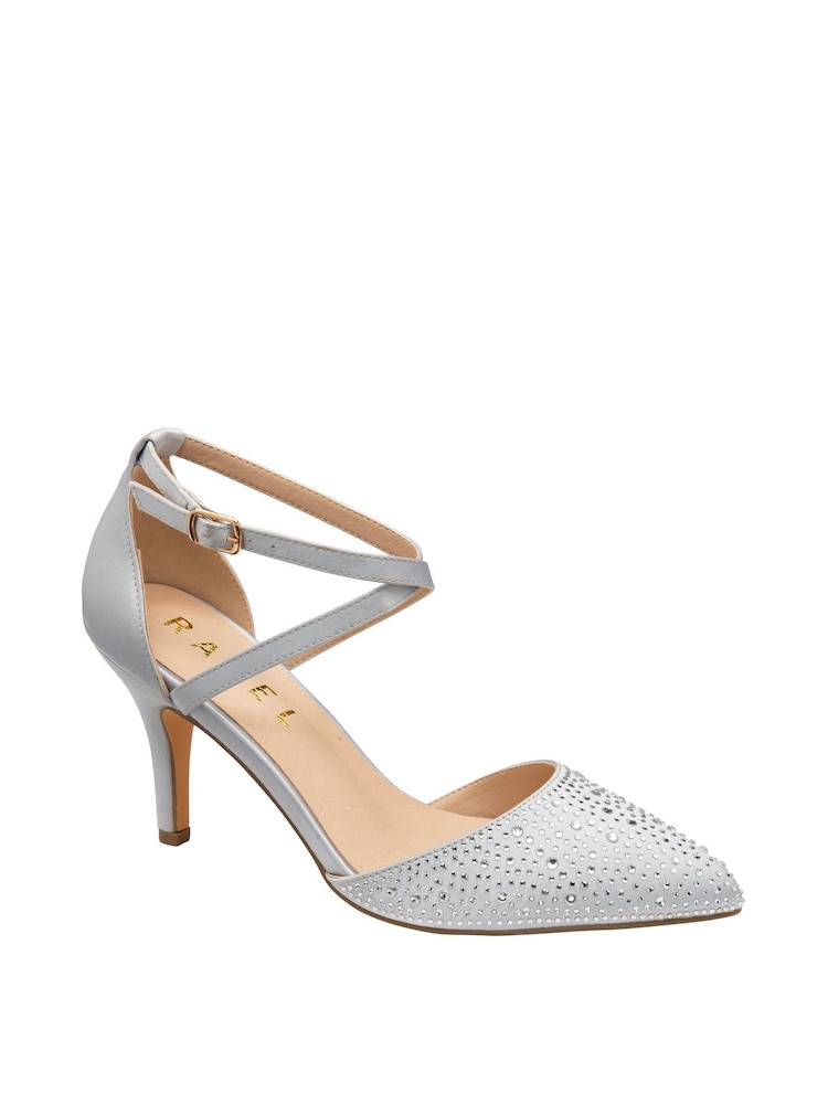 Ravel Silver Strappy Diamante Court Shoes - Image 1 of 4 Ravel Silver Strappy Diamante Court Shoes - Image 1 of 4
