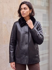 Roman Black Bonded Fuax Fur Coat - Image 2 of 4