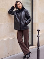 Roman Black Bonded Fuax Fur Coat - Image 3 of 4