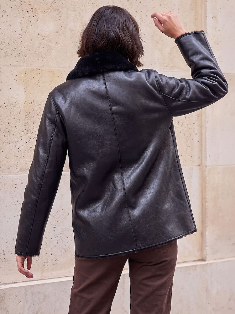 Roman Black Bonded Fuax Fur Coat - Image 4 of 4 Roman Black Bonded Fuax Fur Coat - Image 4 of 4