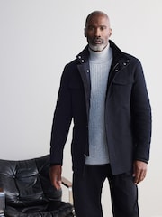 Navy Blue Signature Twill Moleskin Four Pocket Padded Coat - Image 1 of 9