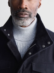 Navy Blue Signature Twill Moleskin Four Pocket Padded Coat - Image 4 of 9