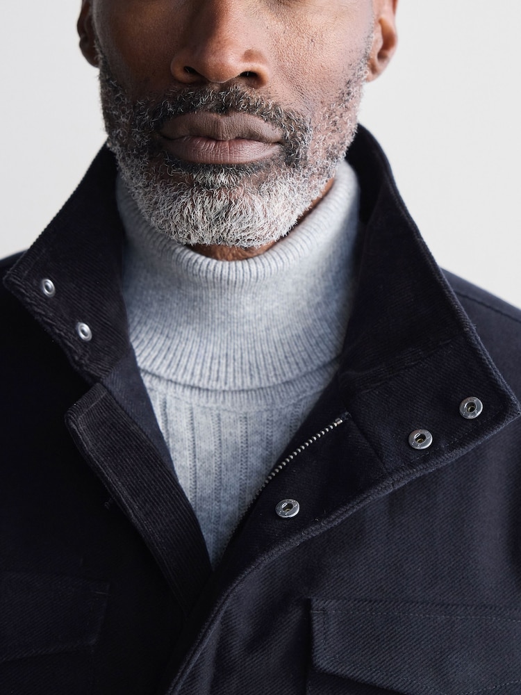 Navy Blue Signature Twill Moleskin Four Pocket Padded Coat - Image 4 of 9