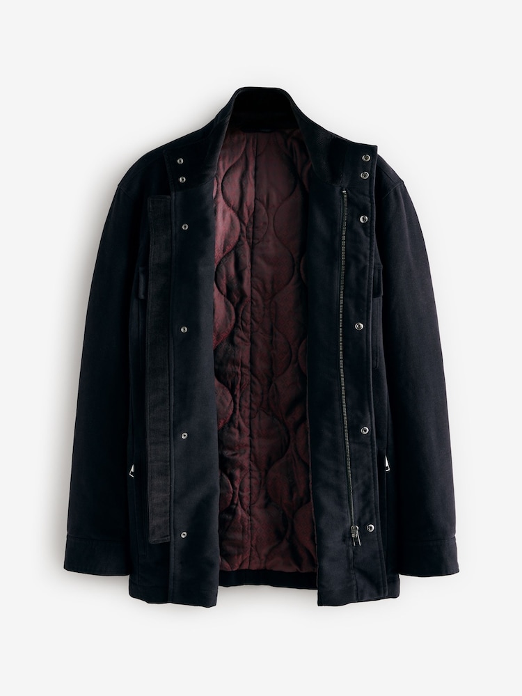 Navy Blue Signature Twill Moleskin Four Pocket Padded Coat - Image 6 of 9