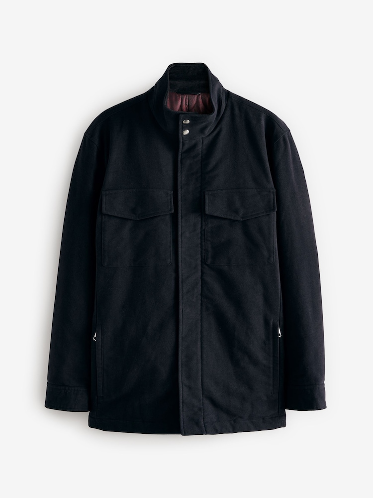 Navy Blue Signature Twill Moleskin Four Pocket Padded Coat - Image 7 of 9