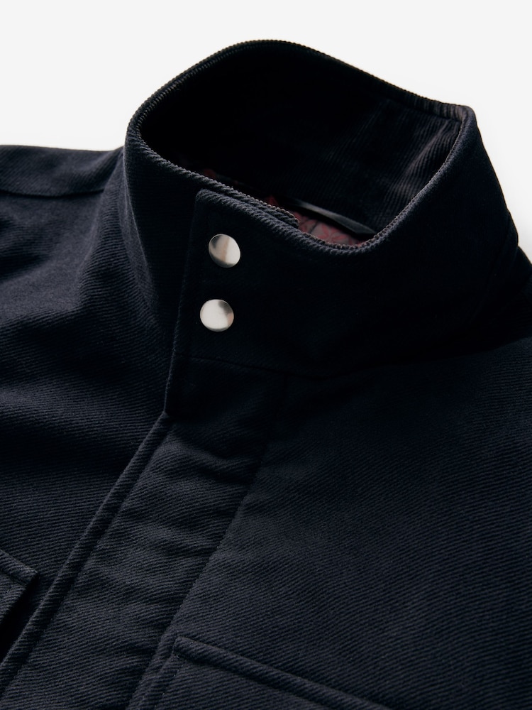 Navy Blue Signature Twill Moleskin Four Pocket Padded Coat - Image 9 of 9