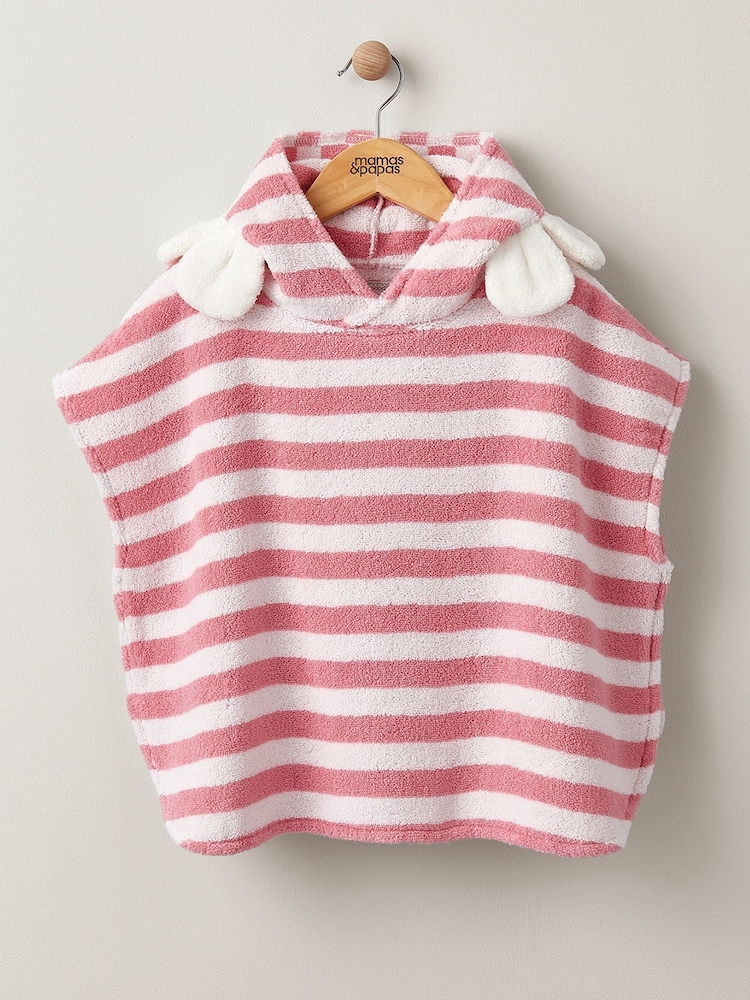 Mamas & Papas Pink 100% Cotton Flower Hood Poncho - Image 1 of 3