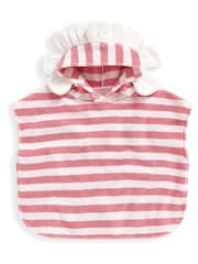 Mamas & Papas Pink 100% Cotton Flower Hood Poncho - Image 2 of 3