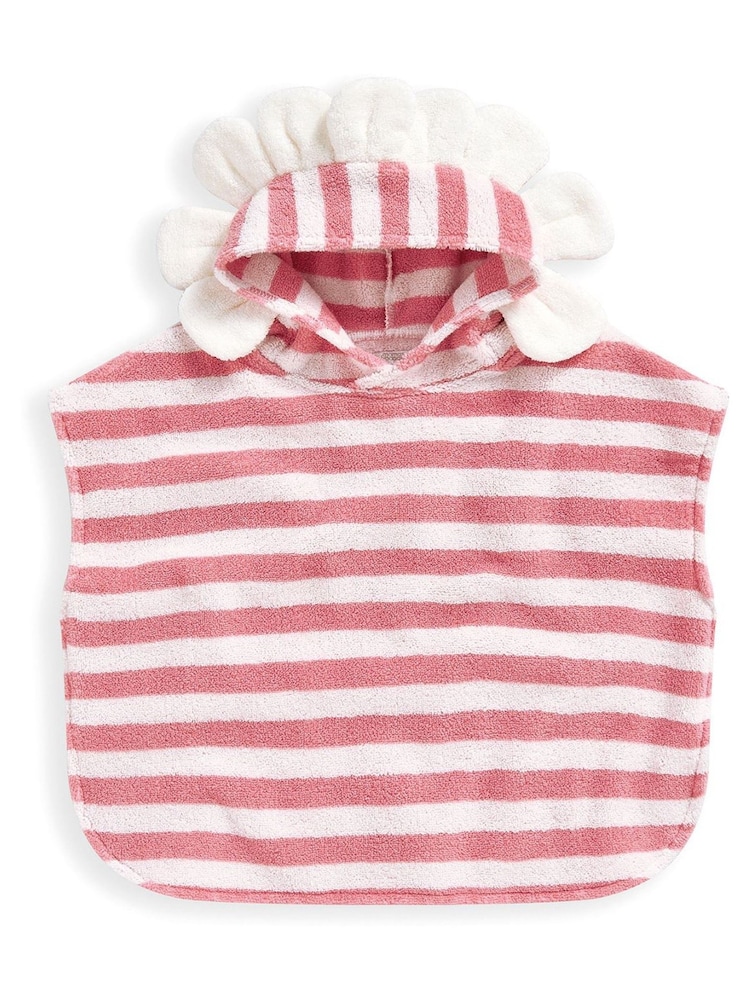 Mamas & Papas Pink 100% Cotton Flower Hood Poncho - Image 2 of 3