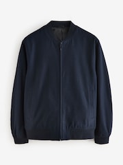 Navy Blue Wool Blend Bomber Jacket - Image 6 of 11