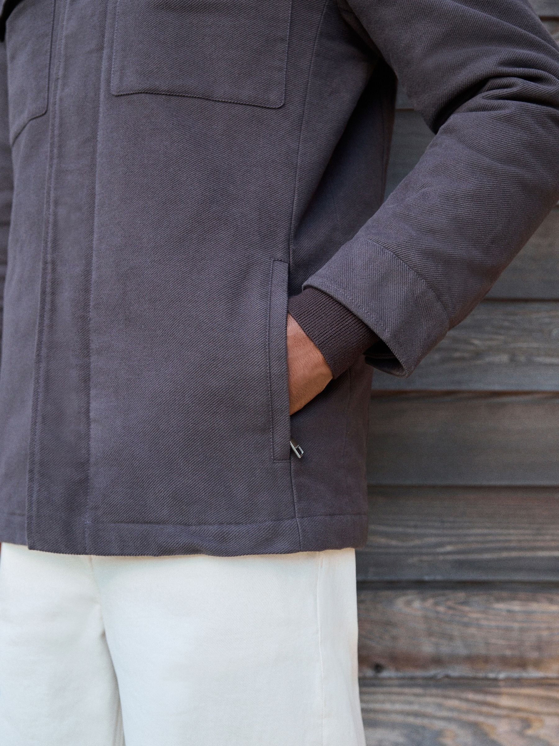 Buy Charcoal Grey Signature Twill Moleskin Four Pocket Padded Coat