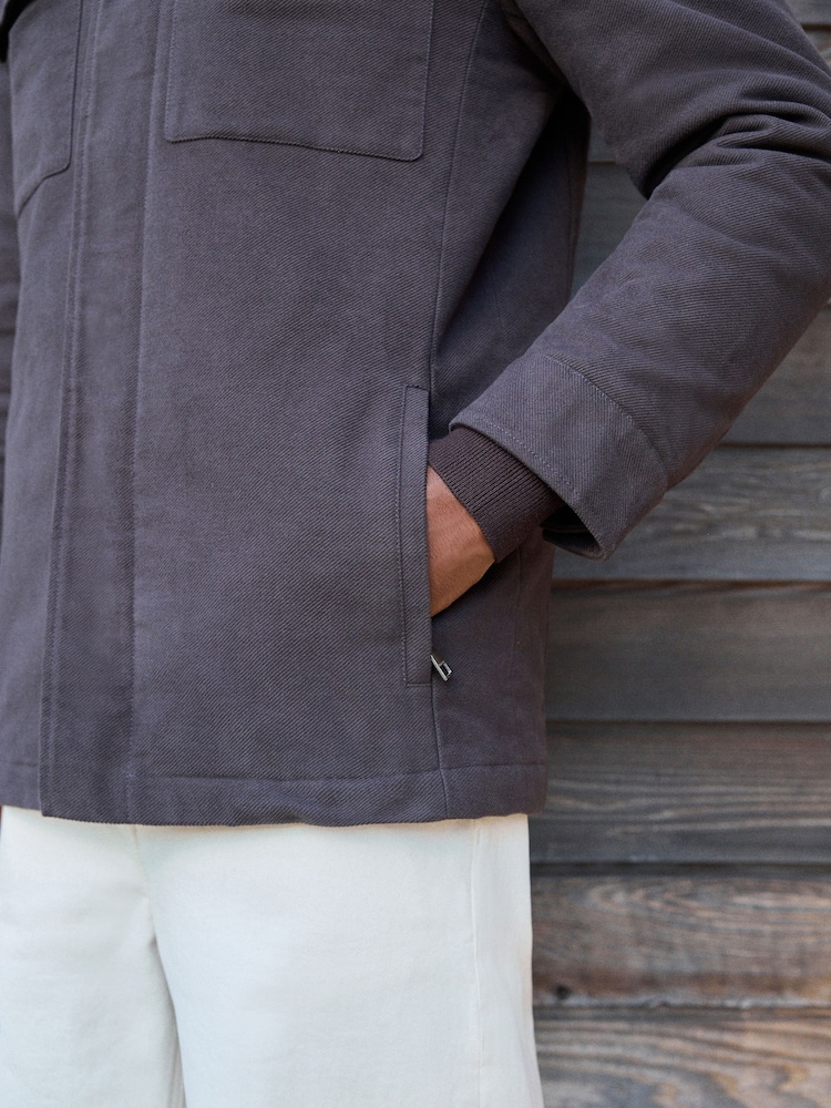 Charcoal Grey Signature Twill Moleskin Four Pocket Padded Coat - Image 4 of 5