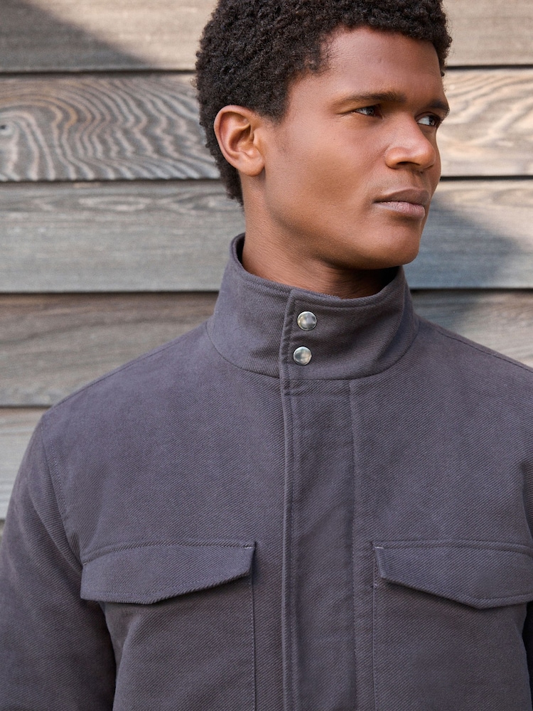 Charcoal Grey Signature Twill Moleskin Four Pocket Padded Coat - Image 5 of 5