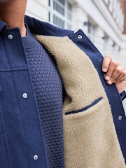Navy Blue Borg Lined Western Jacket with Wool - Image 5 of 6