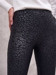Roman Black Leopard Shine Trousers - Image 4 of 4