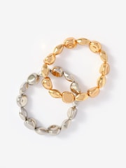 Mint Velvet Gold Mixed Metal Beaded Bracelet Set - Image 3 of 4