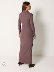 Long Tall Sally Purple Ribbed Shoulder Button Maxi Dress - Image 3 of 6