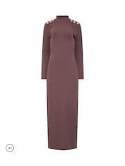 Long Tall Sally Purple Ribbed Shoulder Button Maxi Dress - Image 5 of 6