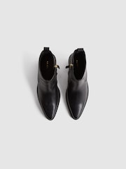 Reiss Black Sienna Leather Heeled Western Boots - Image 3 of 6