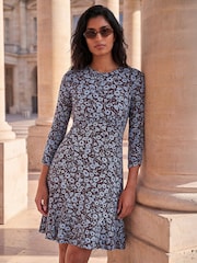 Roman Blue Printed Frill Dress - Image 1 of 4