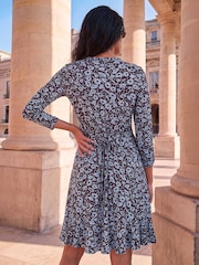 Roman Blue Printed Frill Dress - Image 3 of 4