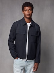 Navy Blue Wool Blend Shacket - Image 1 of 9