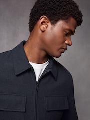 Navy Blue Wool Blend Shacket - Image 3 of 9