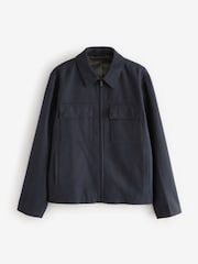 Navy Blue Wool Blend Shacket - Image 5 of 9