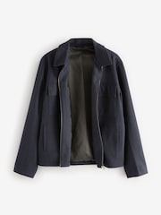 Navy Blue Wool Blend Shacket - Image 6 of 9
