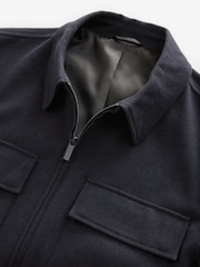 Navy Blue Wool Blend Shacket - Image 7 of 9