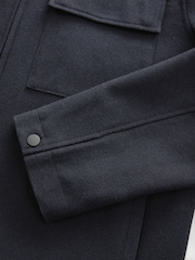 Navy Blue Wool Blend Shacket - Image 9 of 9