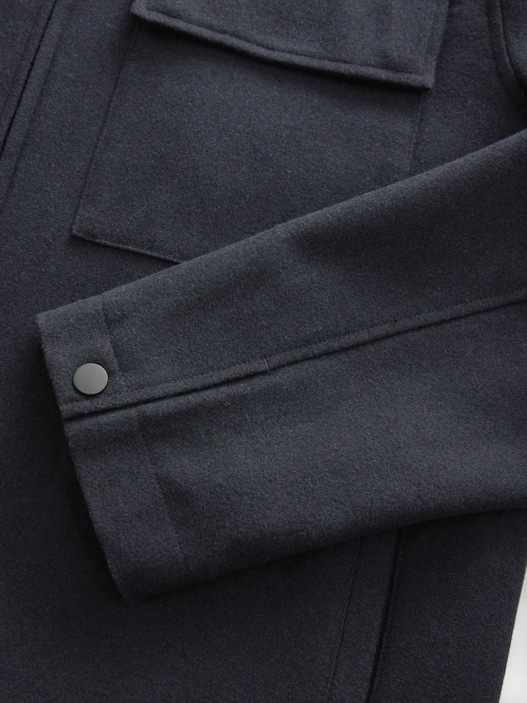 Navy Blue Wool Blend Shacket - Image 9 of 9