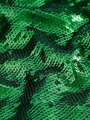 Green Long Sleeve Belted Sequin Mini Dress - Image 2 of 6