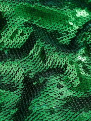 Green Long Sleeve Belted Sequin Mini Dress - Image 6 of 6