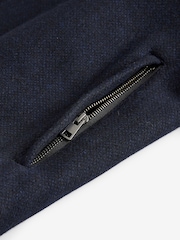 Navy Blue Texture Four Pocket Padded Coat with Wool - Image 10 of 11