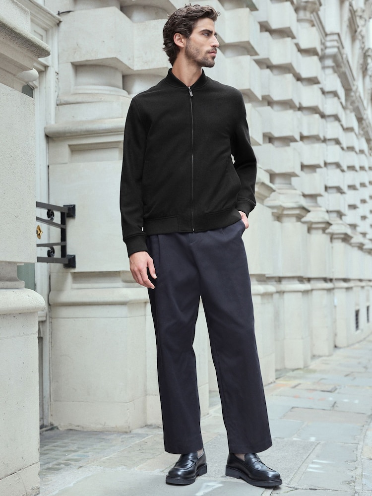 Black Wool Blend Bomber Jacket - Image 2 of 12