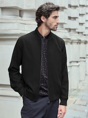 Black Wool Blend Bomber Jacket - Image 3 of 12
